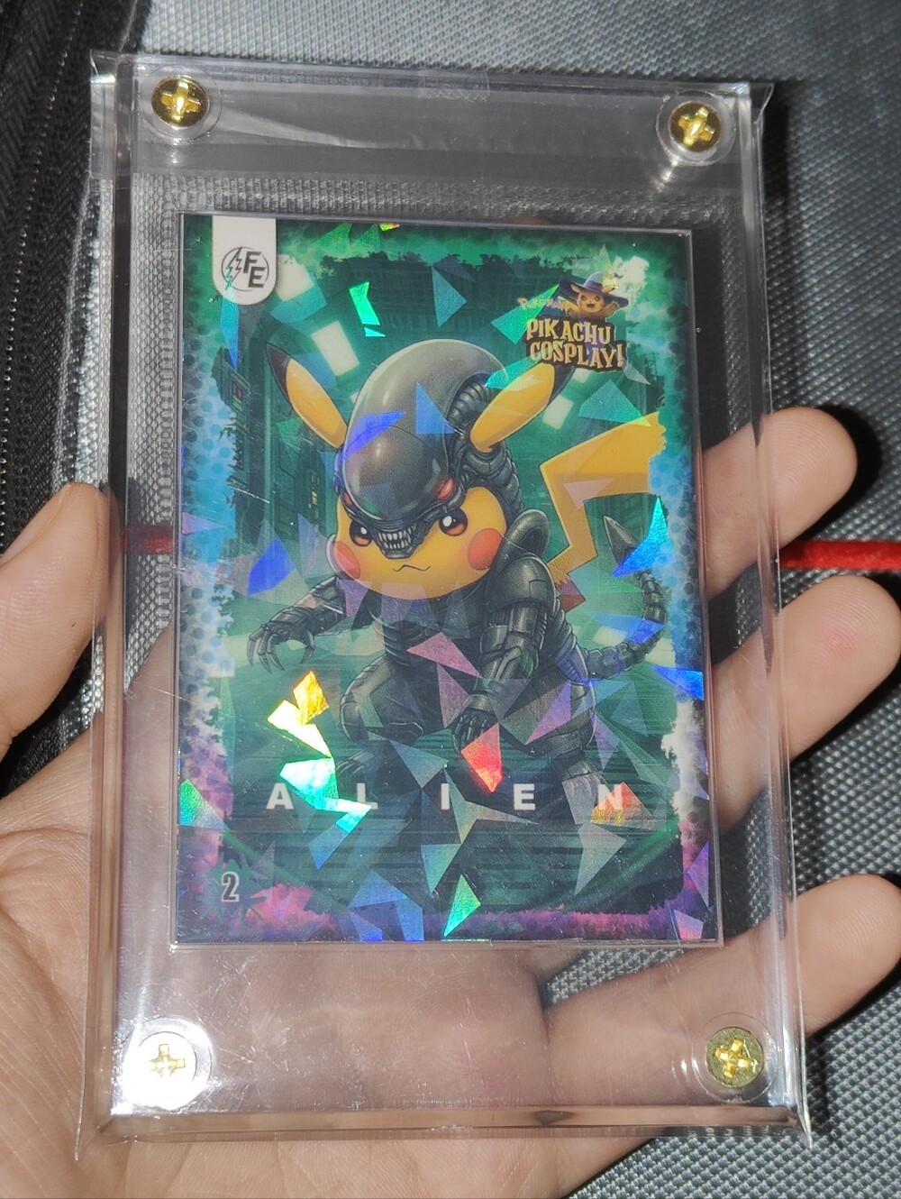 Xenomorph Alien Ice holo encased Pikachu Cosplay Horror card Doujin Pokemon